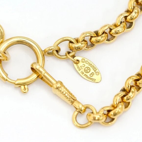 CHANEL CC Logo Cross Vintage Necklace 29" Gold Tone 28 Auth #24501 - Picture 6 of 9